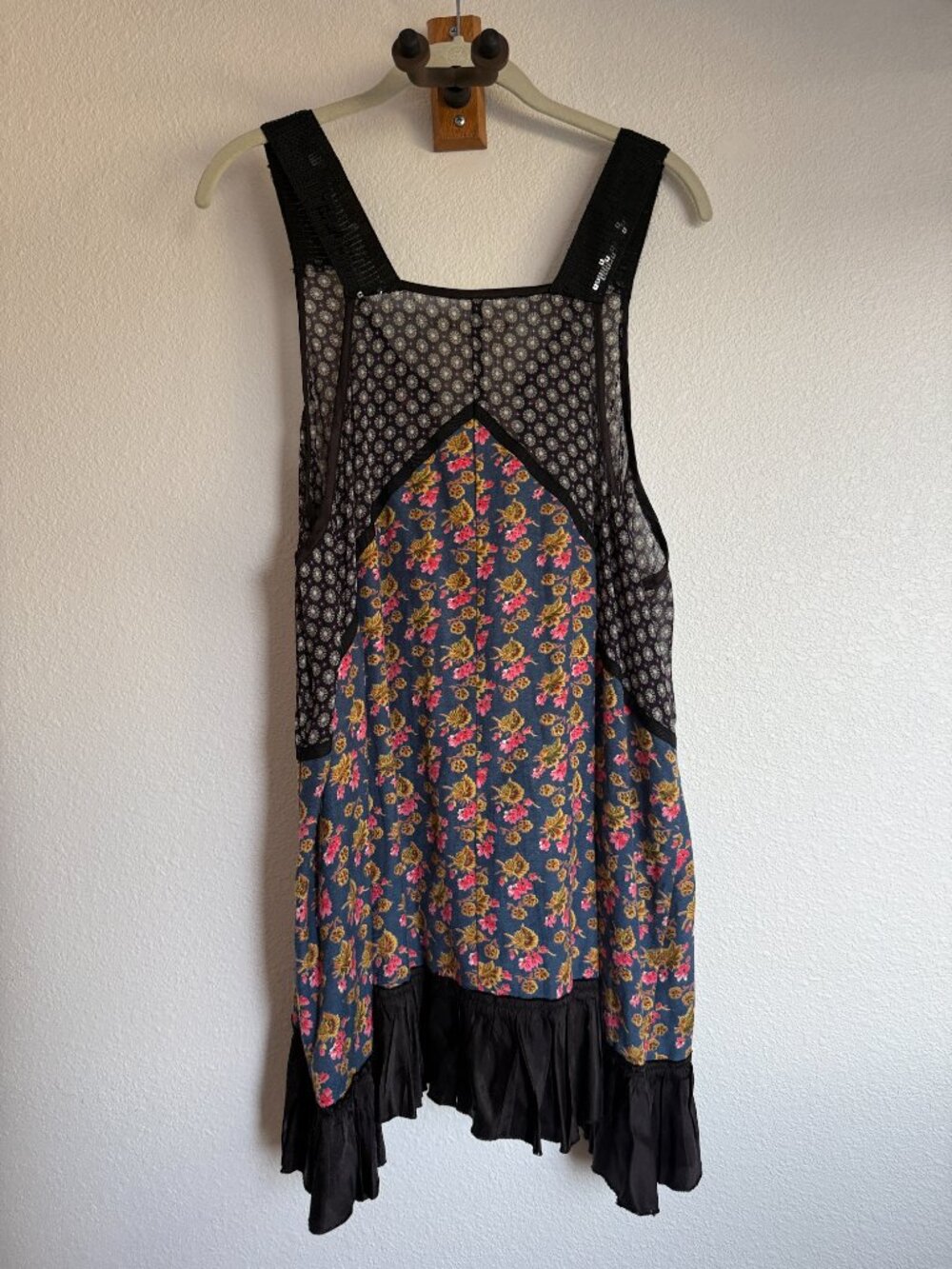 FP One Free People whimsigoth Floral Sequin Strap Trapeze Dress M/L - Picture 7 of 9
